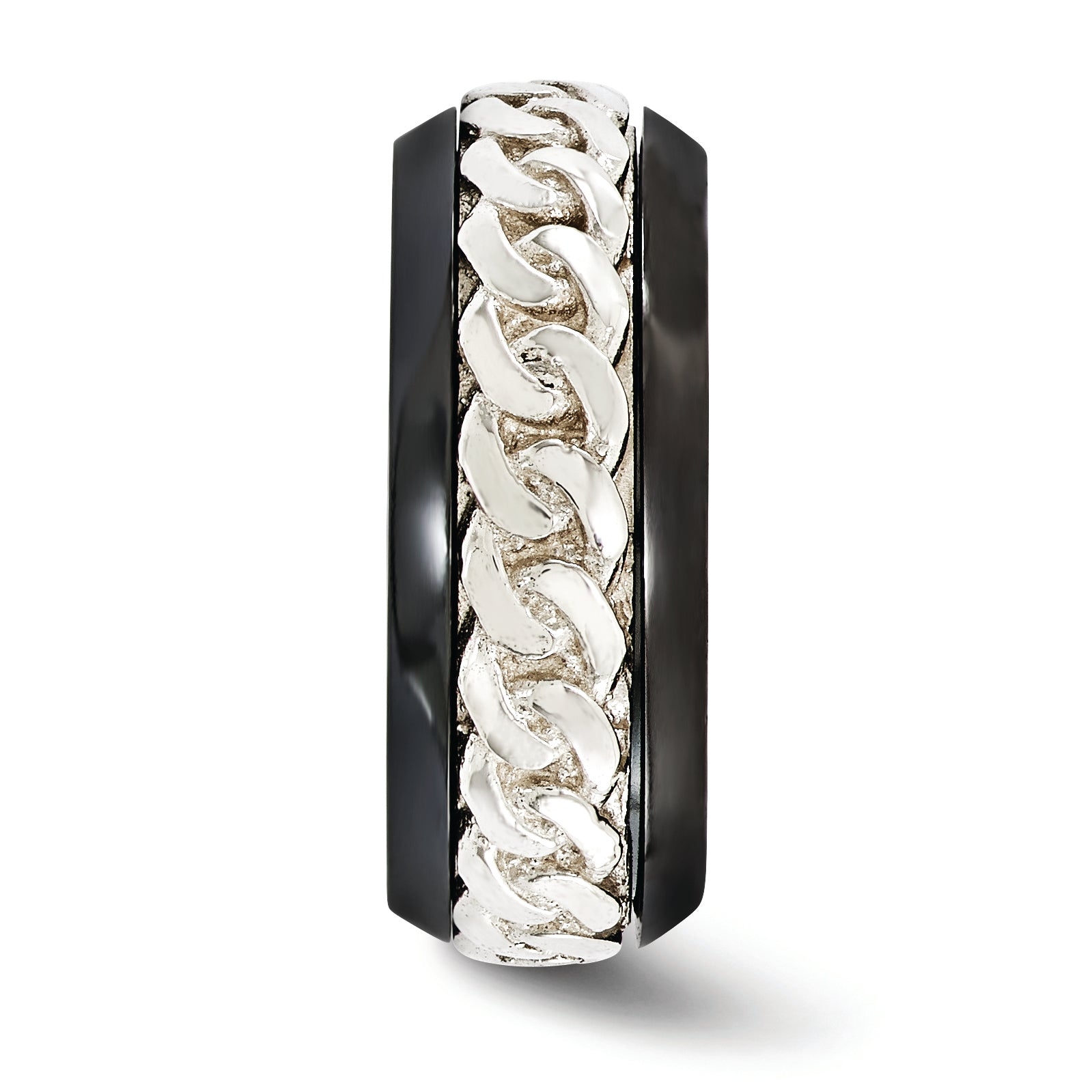 Edward Mirell Two-Tone Titanium and Silver Wedding Band, 9mm Engravable