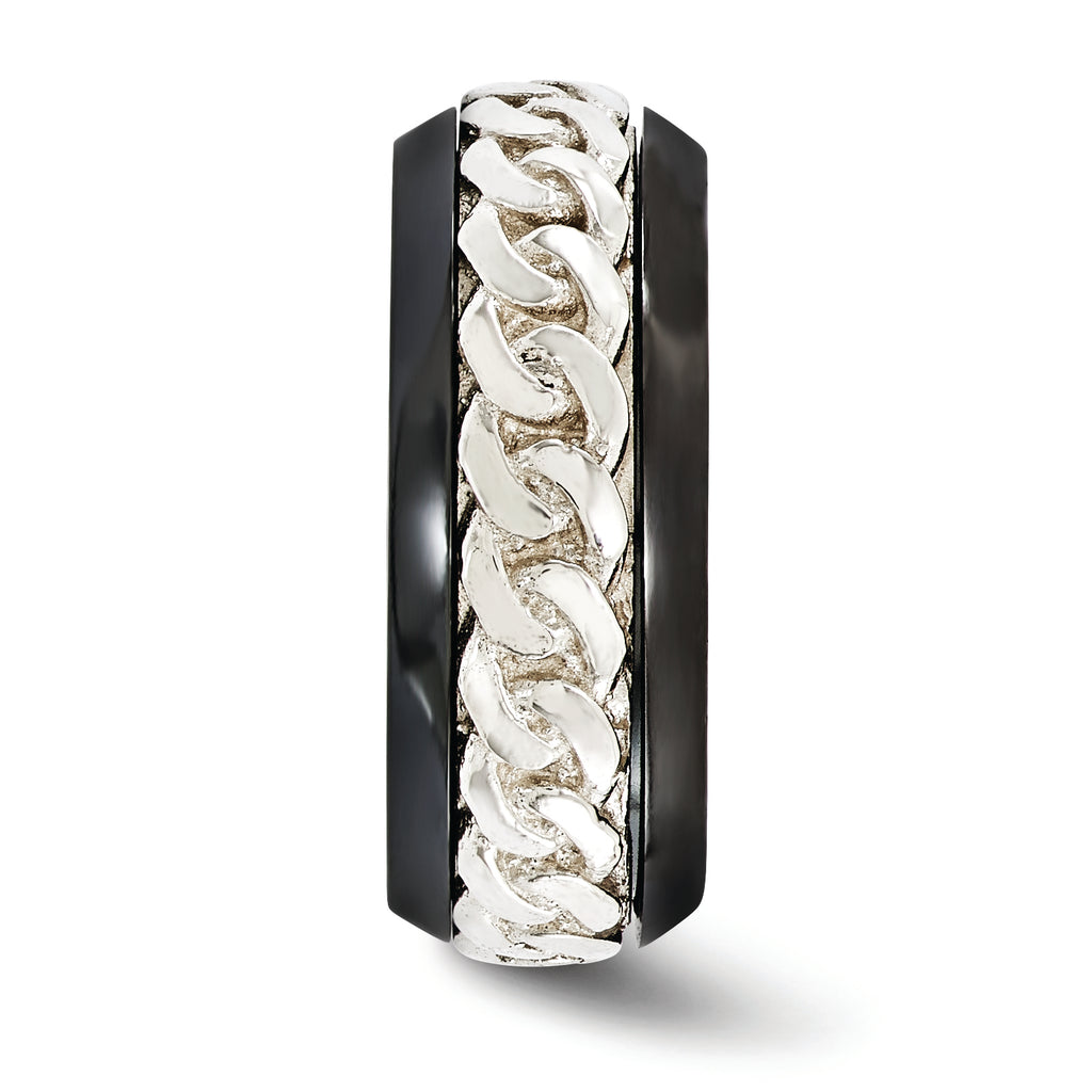 Edward Mirell Two-Tone Titanium and Silver Wedding Band, 9mm Engravable