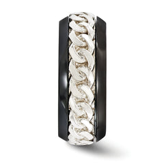 Edward Mirell Two-Tone Titanium and Silver Wedding Band, 9mm Engravable