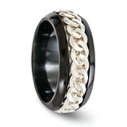 Edward Mirell Two-Tone Titanium and Silver Wedding Band, 9mm Engravable