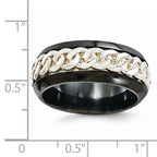 Edward Mirell Two-Tone Titanium and Silver Wedding Band, 9mm Engravable