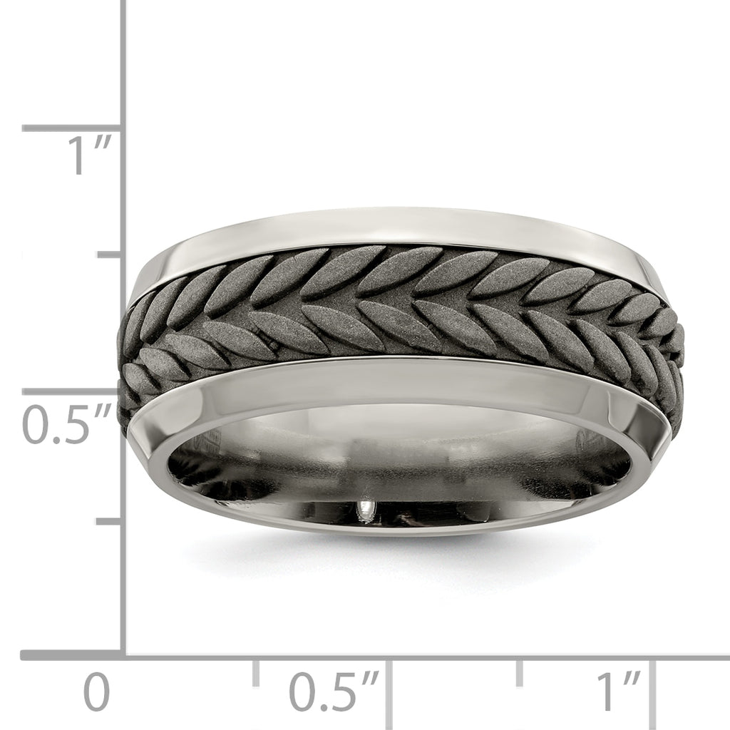 Edward Mirell Titanium Wedding Band with Polished Beveled Edge