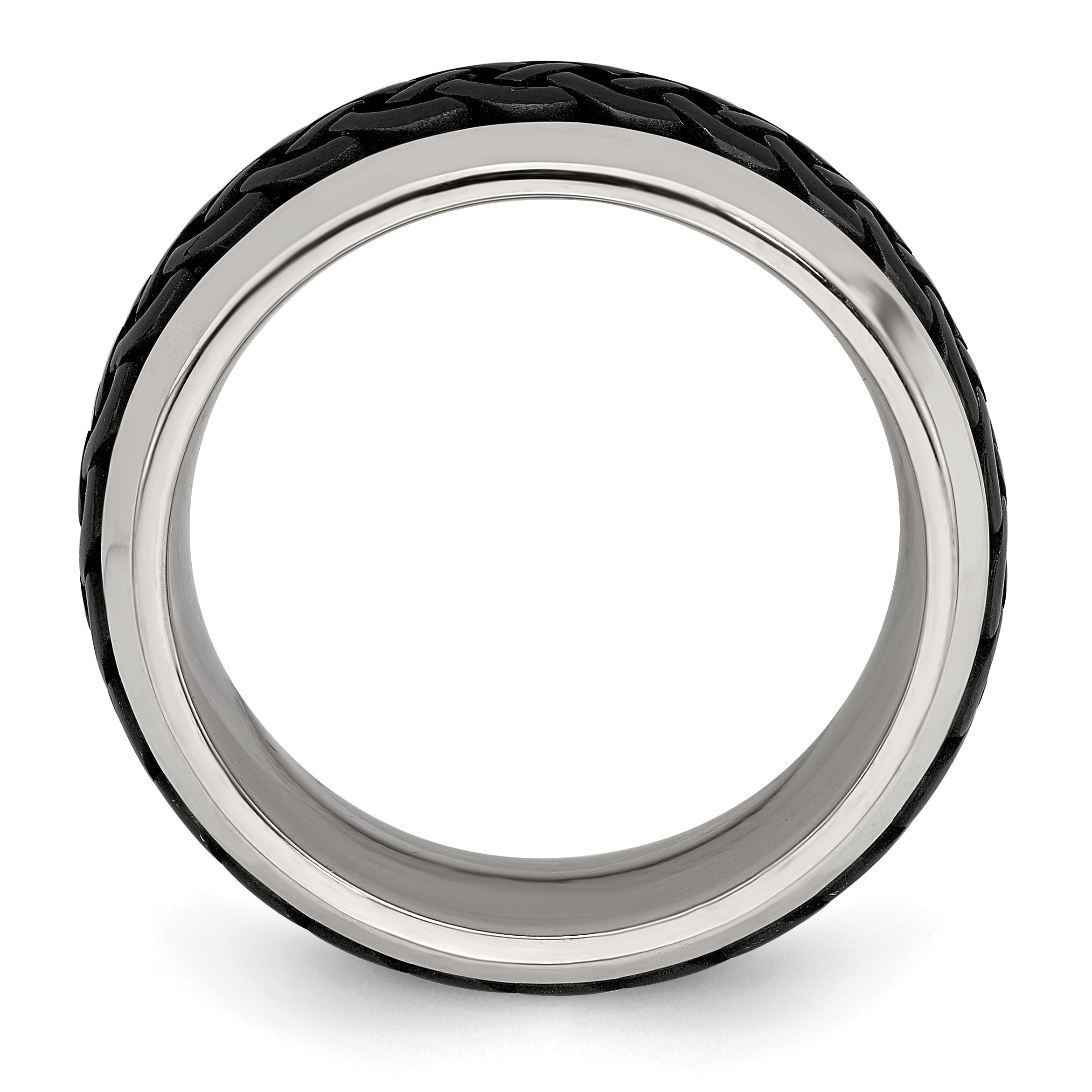 Edward Mirell Titanium Wedding Band with Engravable Black Ti Accents Secondary image