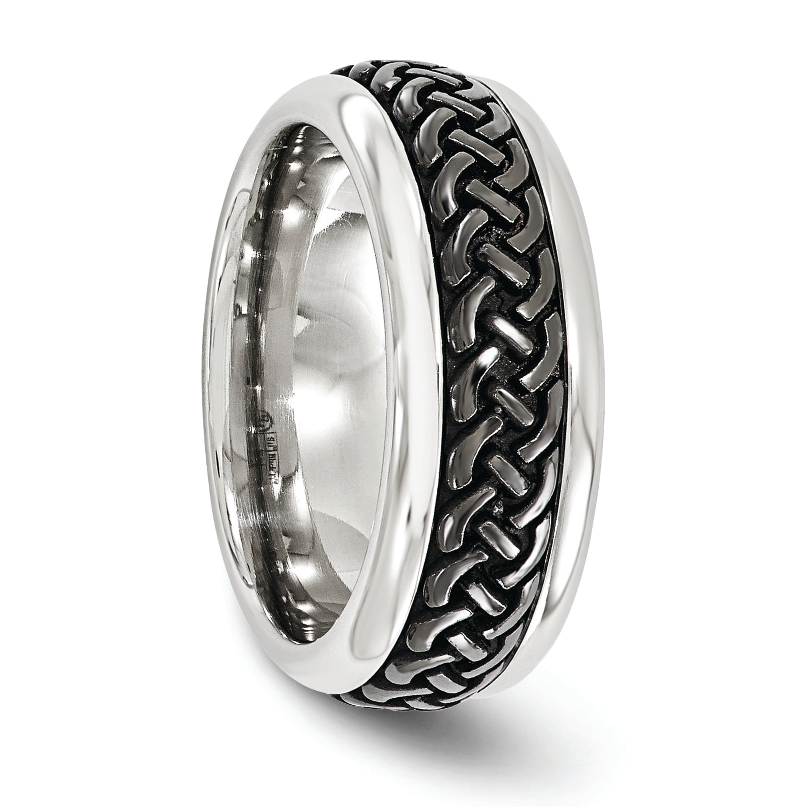 Edward Mirell Titanium Wedding Band with Engravable Black Ti Accents