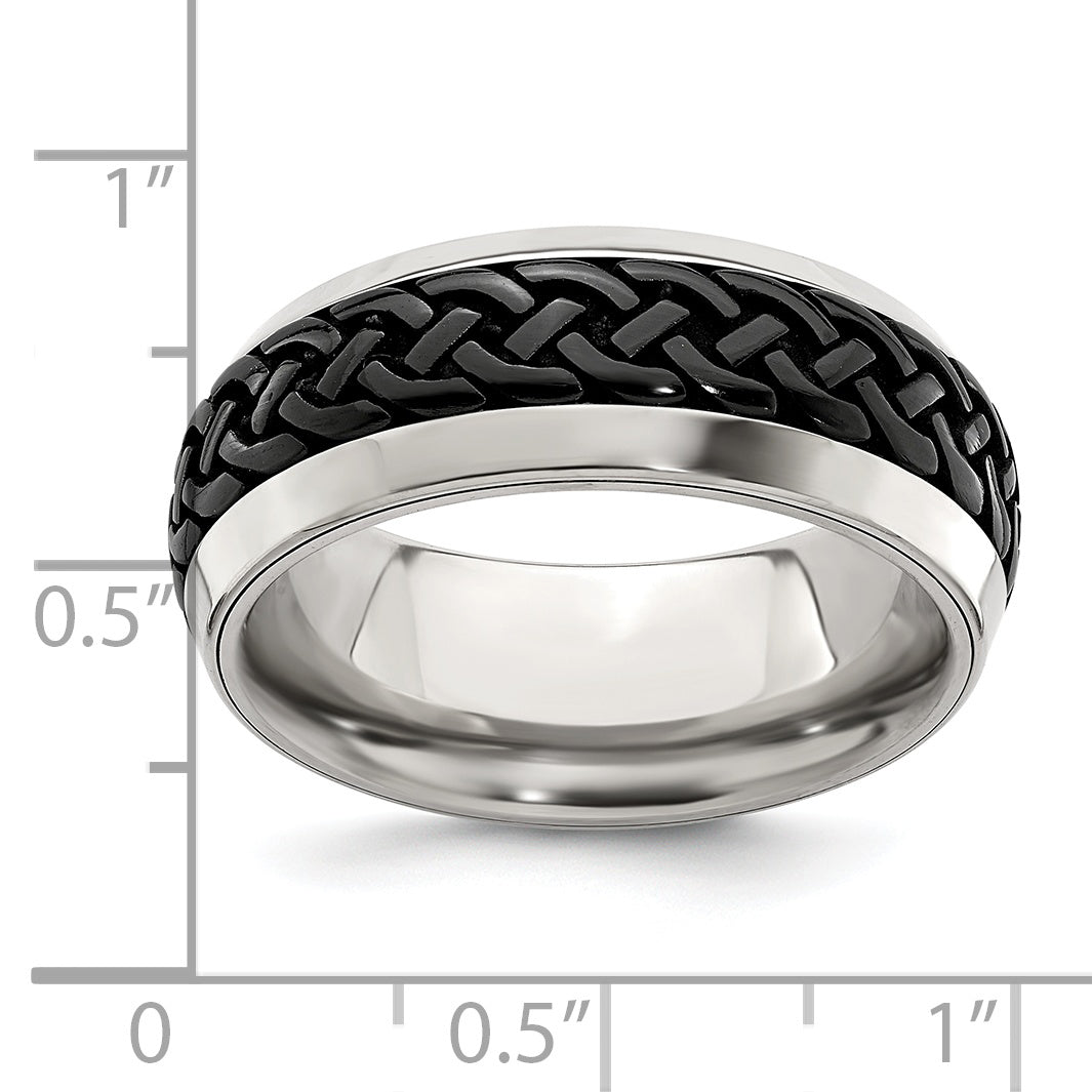 Edward Mirell Titanium Wedding Band with Engravable Black Ti Accents