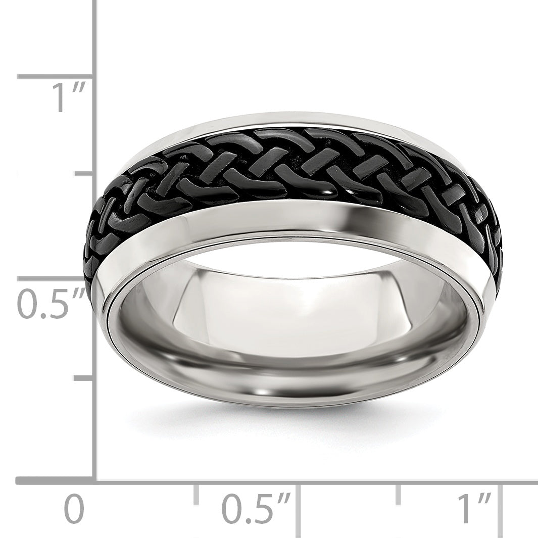 Edward Mirell Stainless Steel & Black Ti Casted 9mm Band