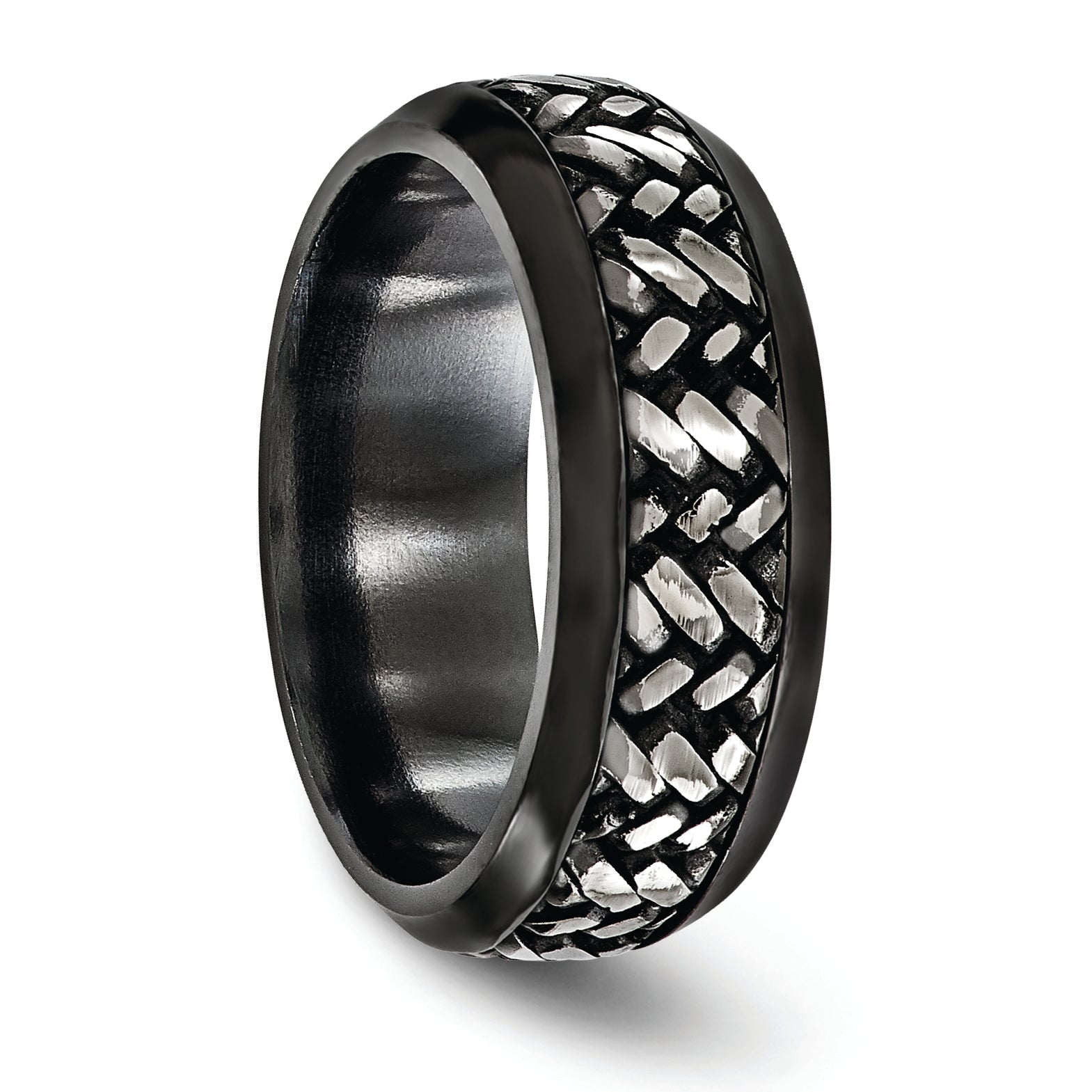 Titanium 9mm Beveled Wedding Band with Polished Finish