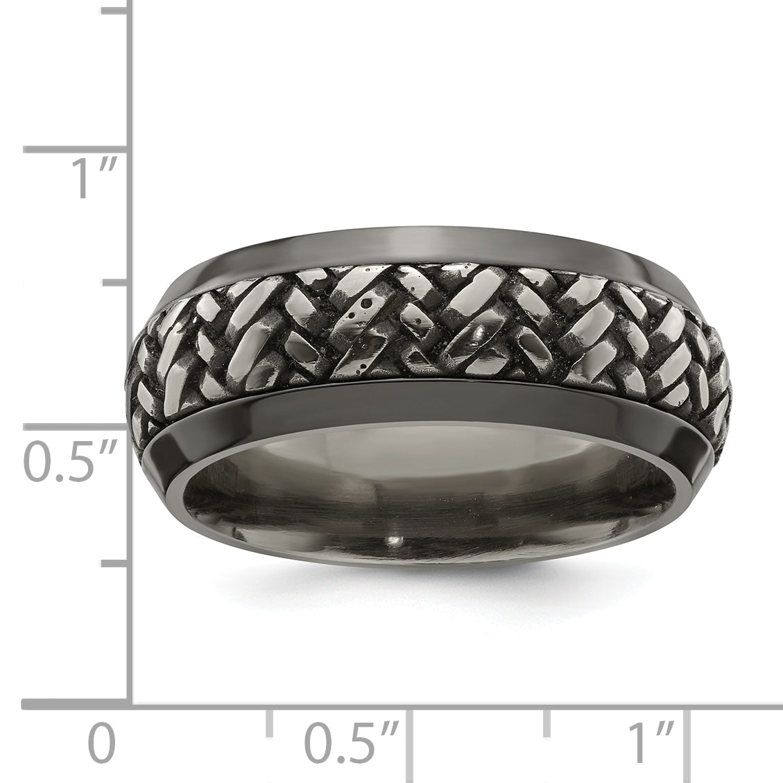 Titanium 9mm Beveled Wedding Band with Polished Finish