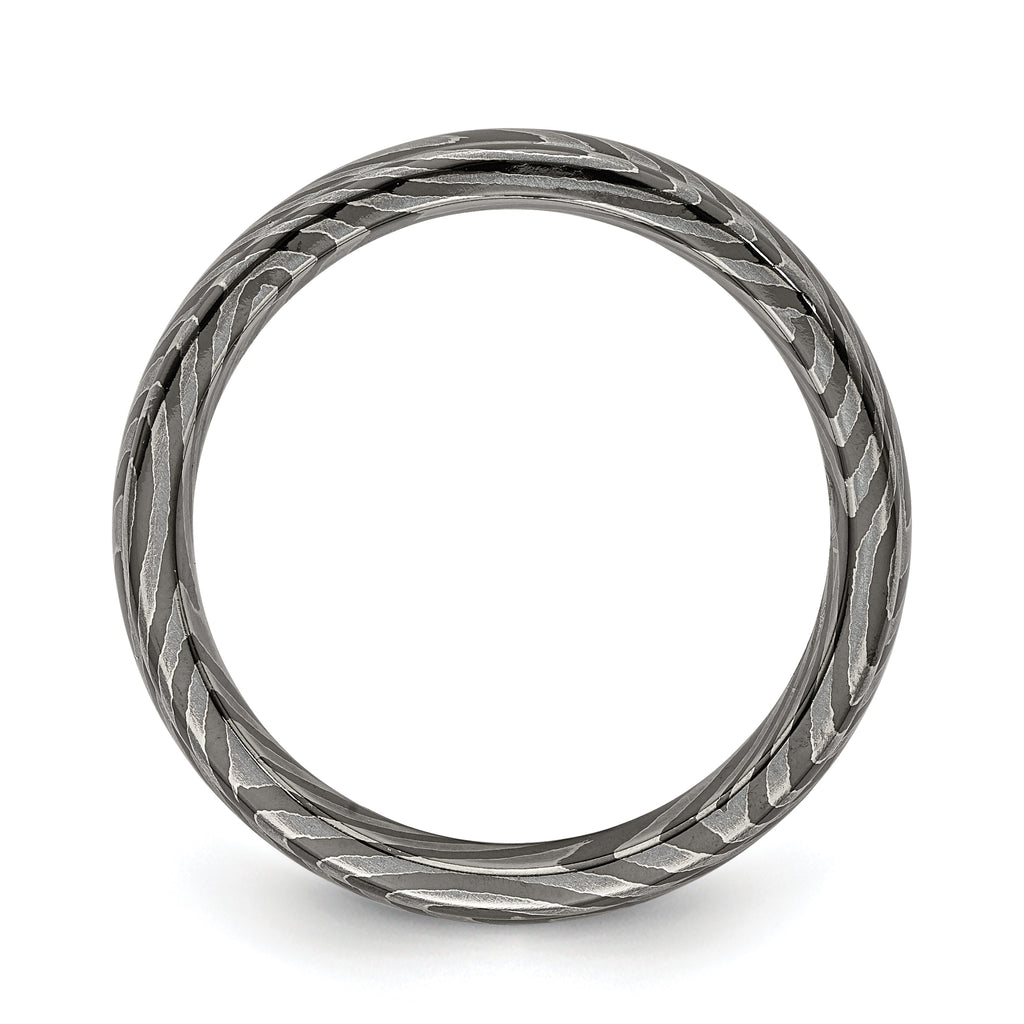 Titanium Domed Wedding Band with Ridged Edge and Polished Finish