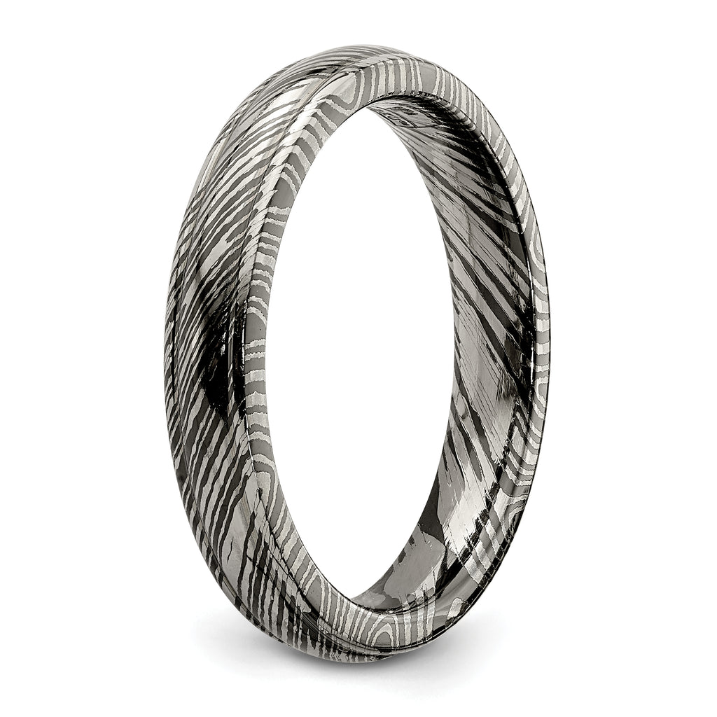 Titanium Domed Wedding Band with Ridged Edge and Polished Finish
