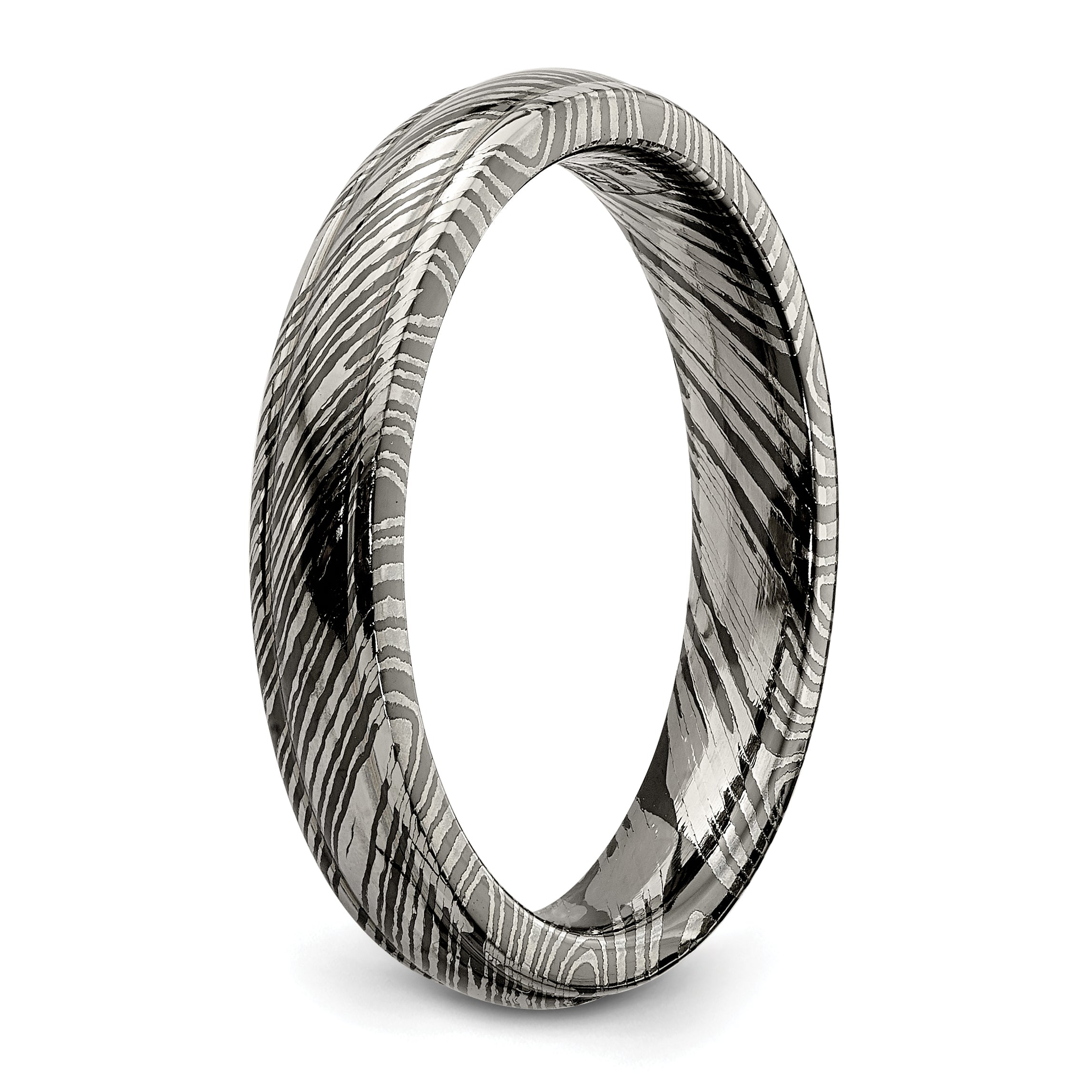 Titanium Domed Wedding Band with Ridged Edge and Polished Finish