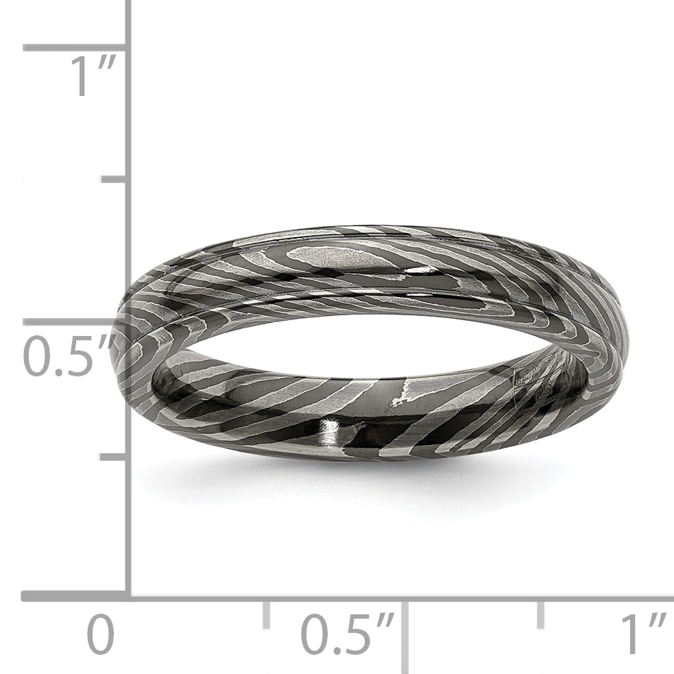 Titanium Domed Wedding Band with Ridged Edge and Polished Finish