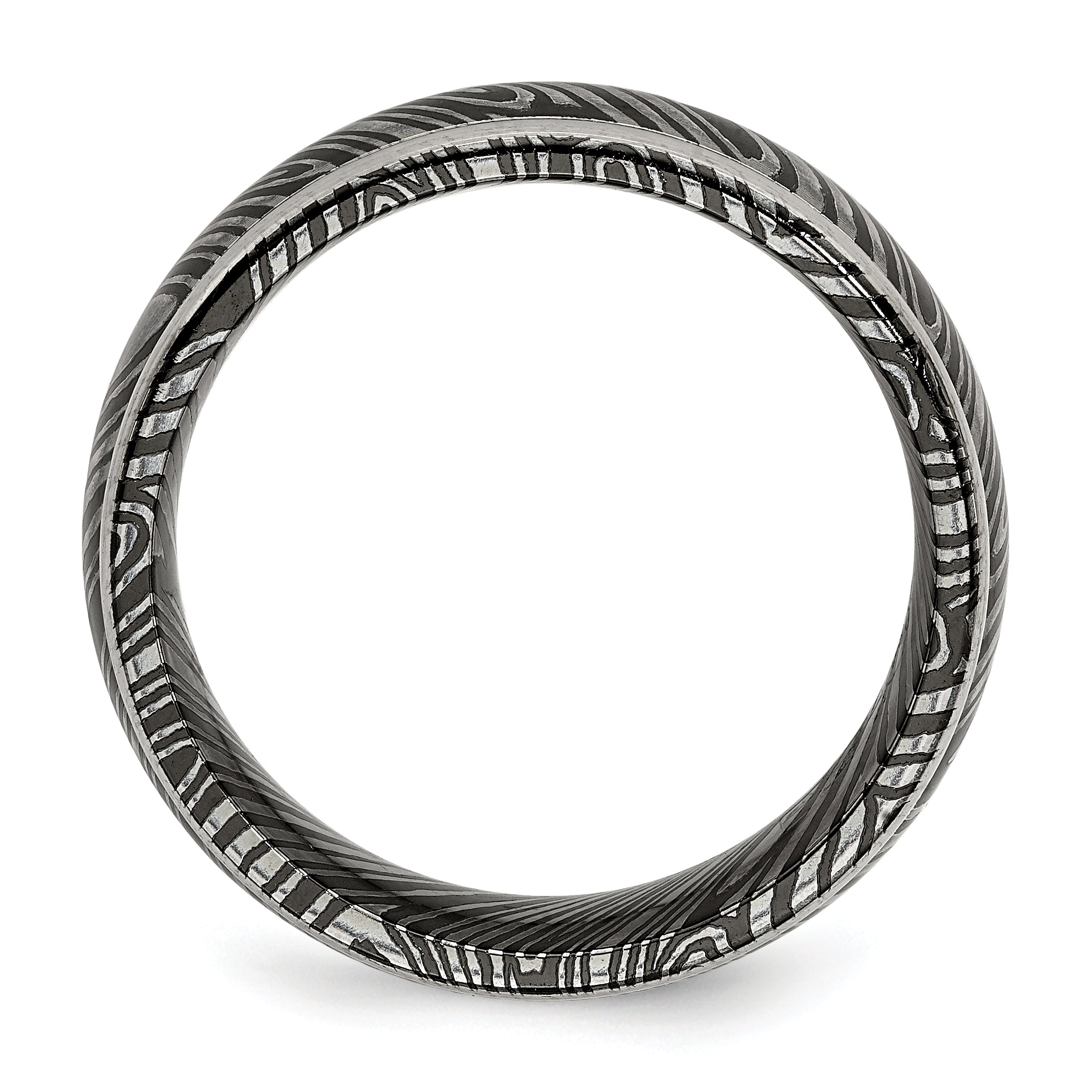 Titanium Wedding Band with Polished Finish and Ridged Edge Secondary image