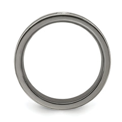 Sophia Jewelers Titanium Wedding Band with Diamond and Grey Edge