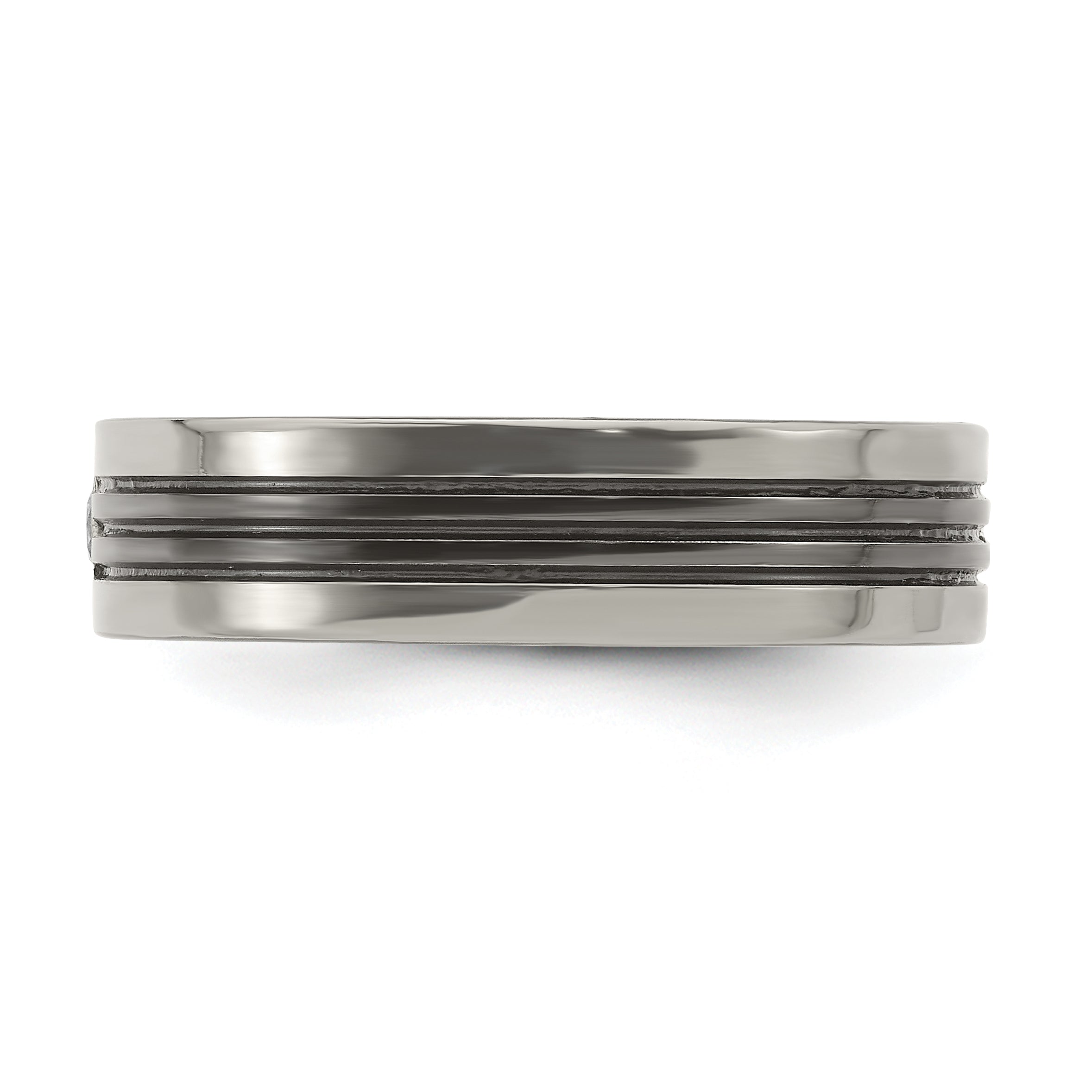 Sophia Jewelers Titanium Wedding Band with Diamond and Grey Edge