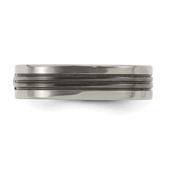 Sophia Jewelers Titanium Wedding Band with Diamond and Grey Edge