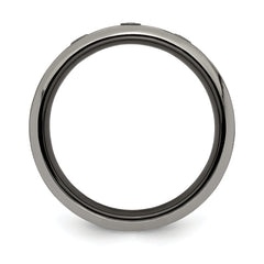 Edward Mirell Black Ti Wedding Band with Diamond Sterling Accents