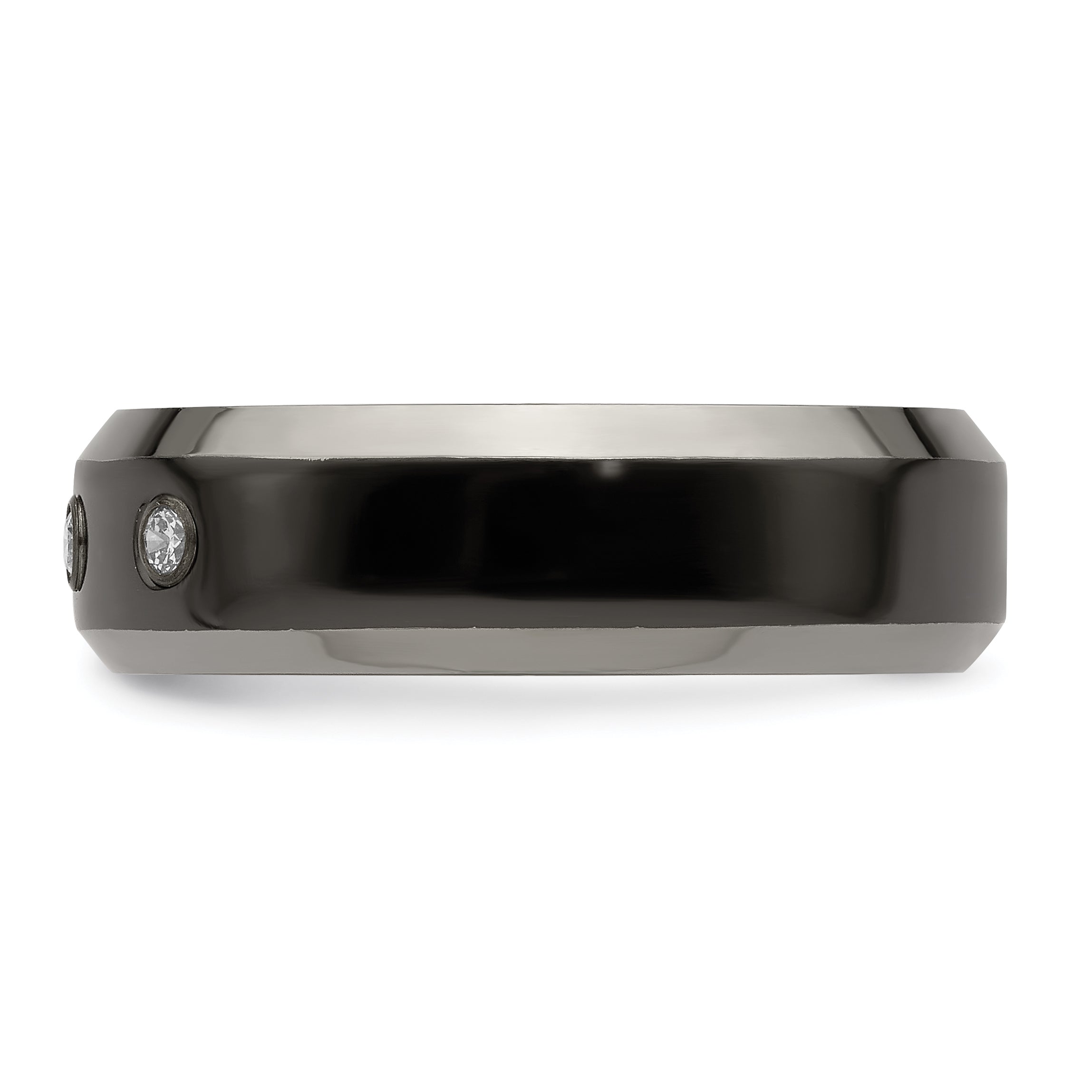Edward Mirell Black Ti Wedding Band with Diamond Sterling Accents