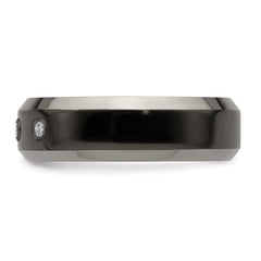 Edward Mirell Black Ti Wedding Band with Diamond Sterling Accents