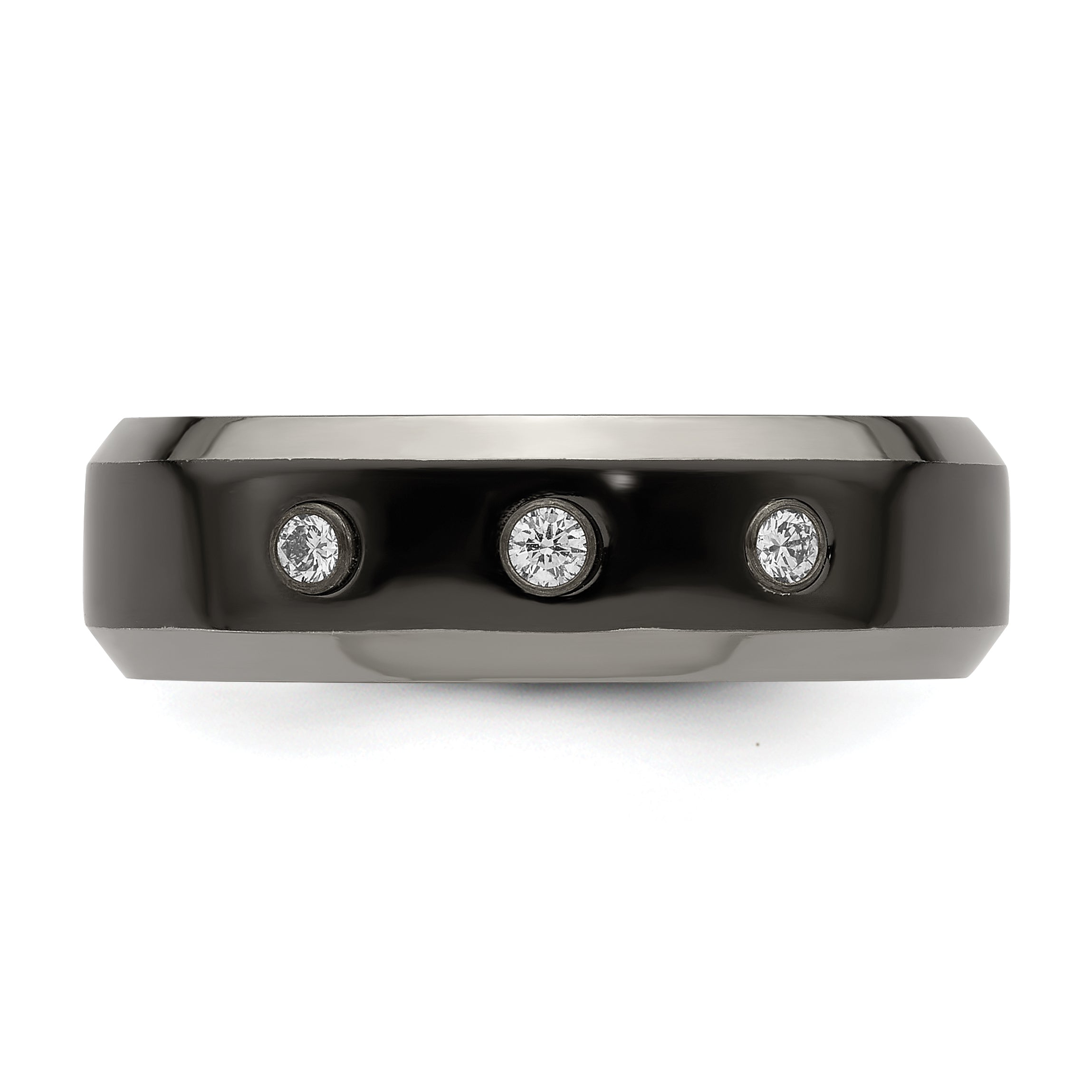 Edward Mirell Black Ti Wedding Band with Diamond Sterling Accents