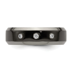 Edward Mirell Black Ti Wedding Band with Diamond Sterling Accents