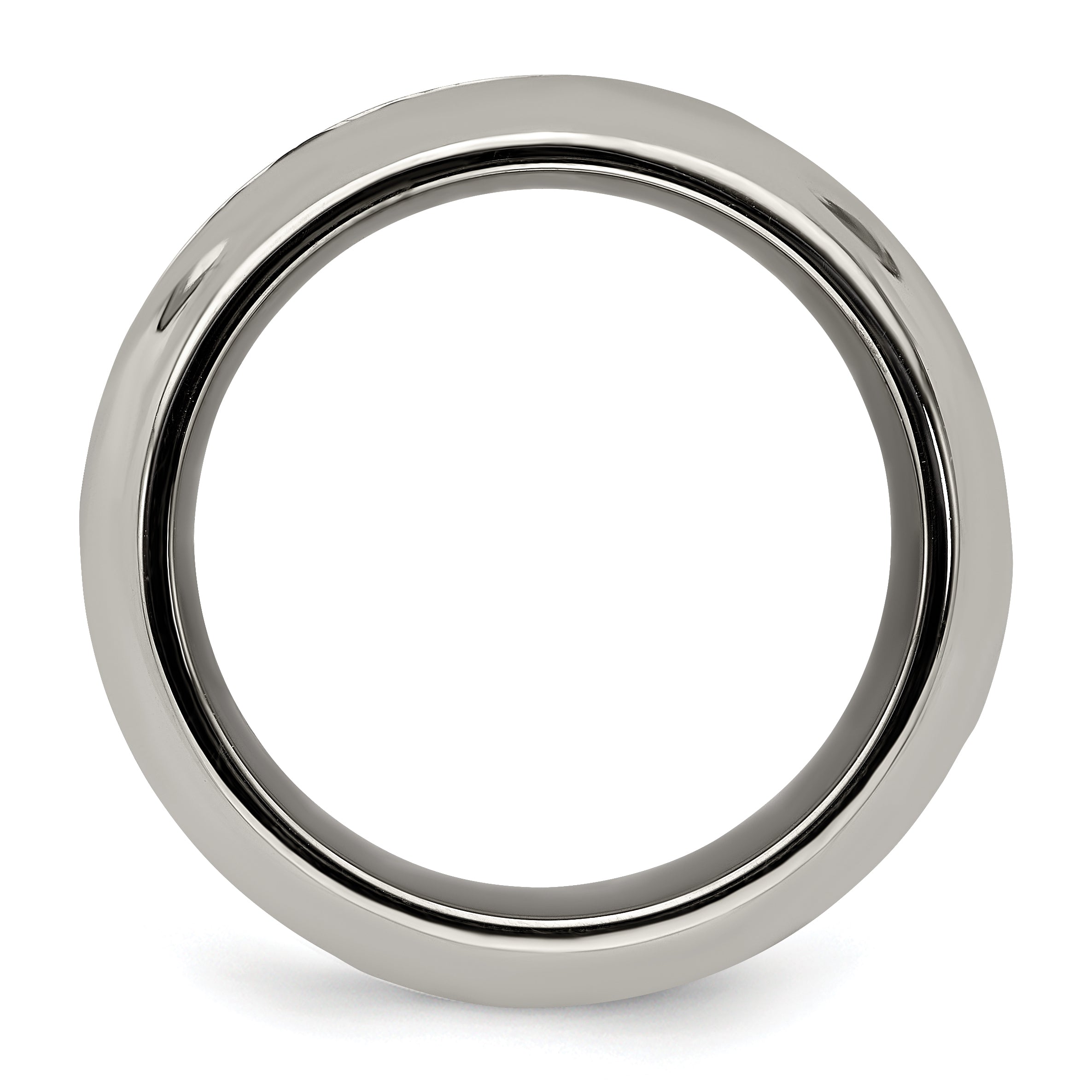 Titanium Wedding Band with Black Ti Cable Polished Beveled Edge - 8