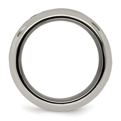Titanium Wedding Band with Black Ti Cable Polished Beveled Edge - 8