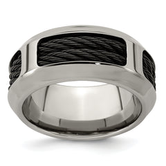 Edward Mirell Stainless Steel and Black Ti Double Cable 10.75mm Band