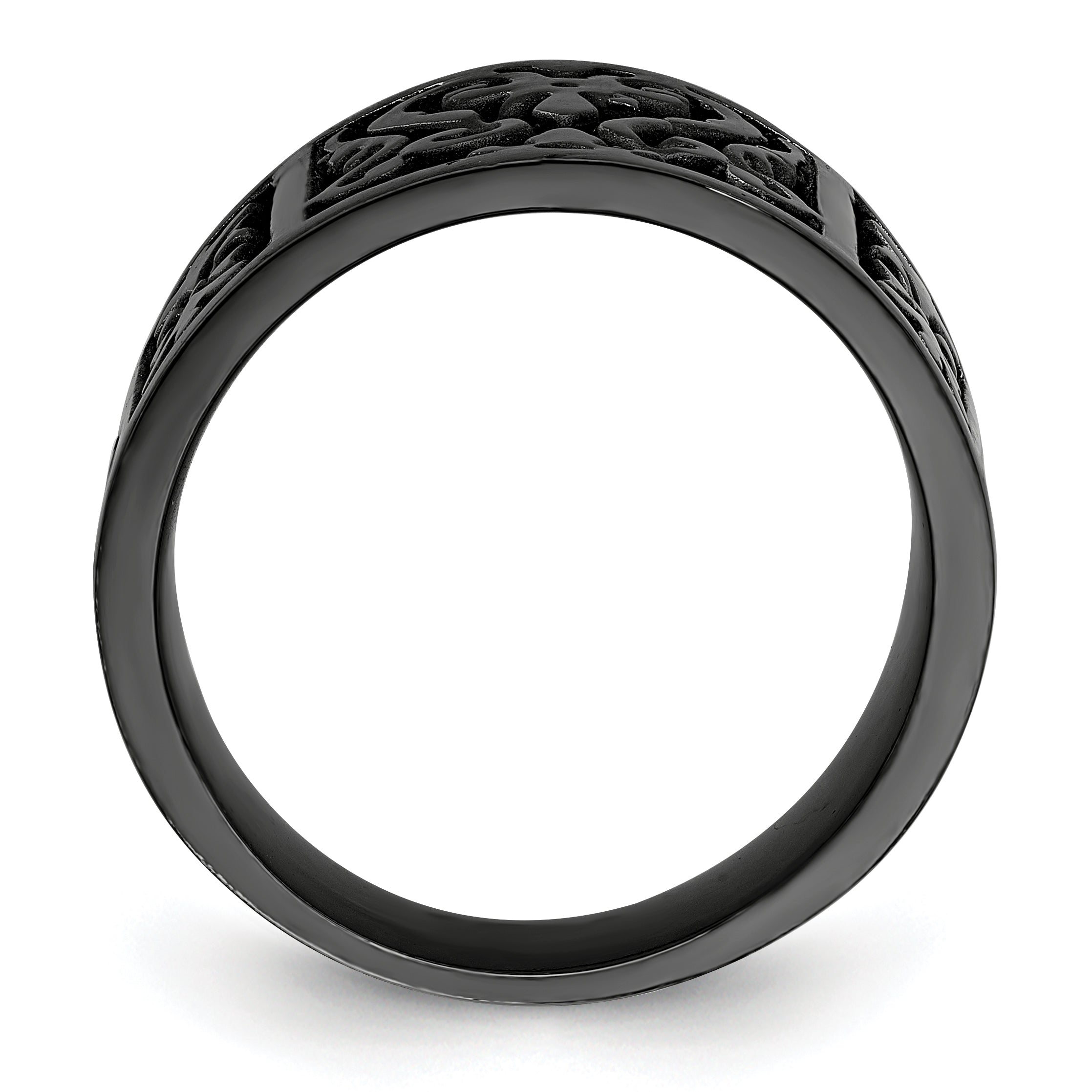 Titanium Flat 14mm Wedding Band with Casted Design and Gift Boxing