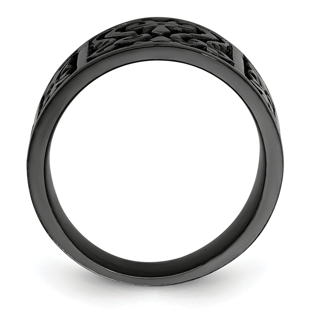 Titanium Flat 14mm Wedding Band with Casted Design and Gift Boxing
