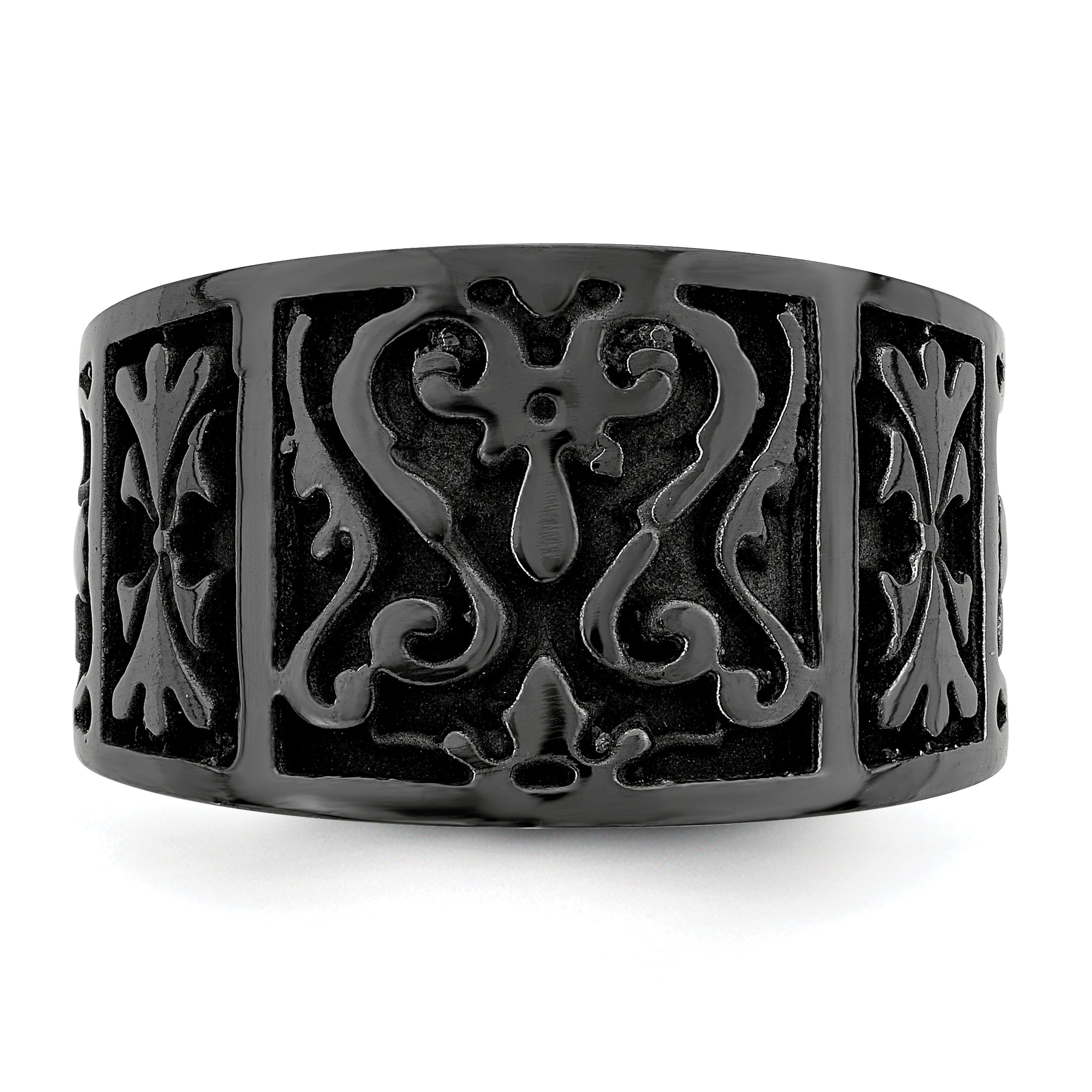 Edward Mirell Black Ti Flat Casted Design 14mm Ring