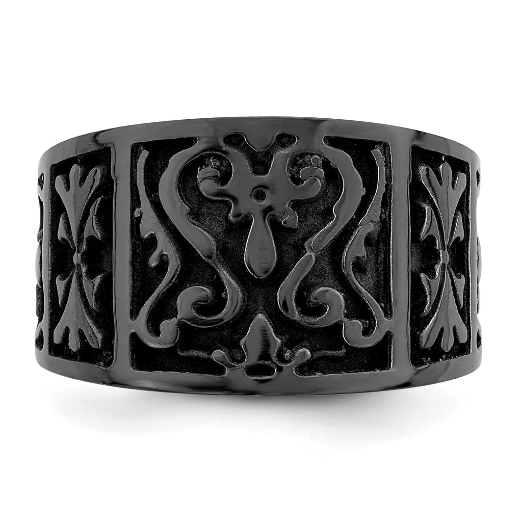 Titanium Flat 14mm Wedding Band with Casted Design and Gift Boxing