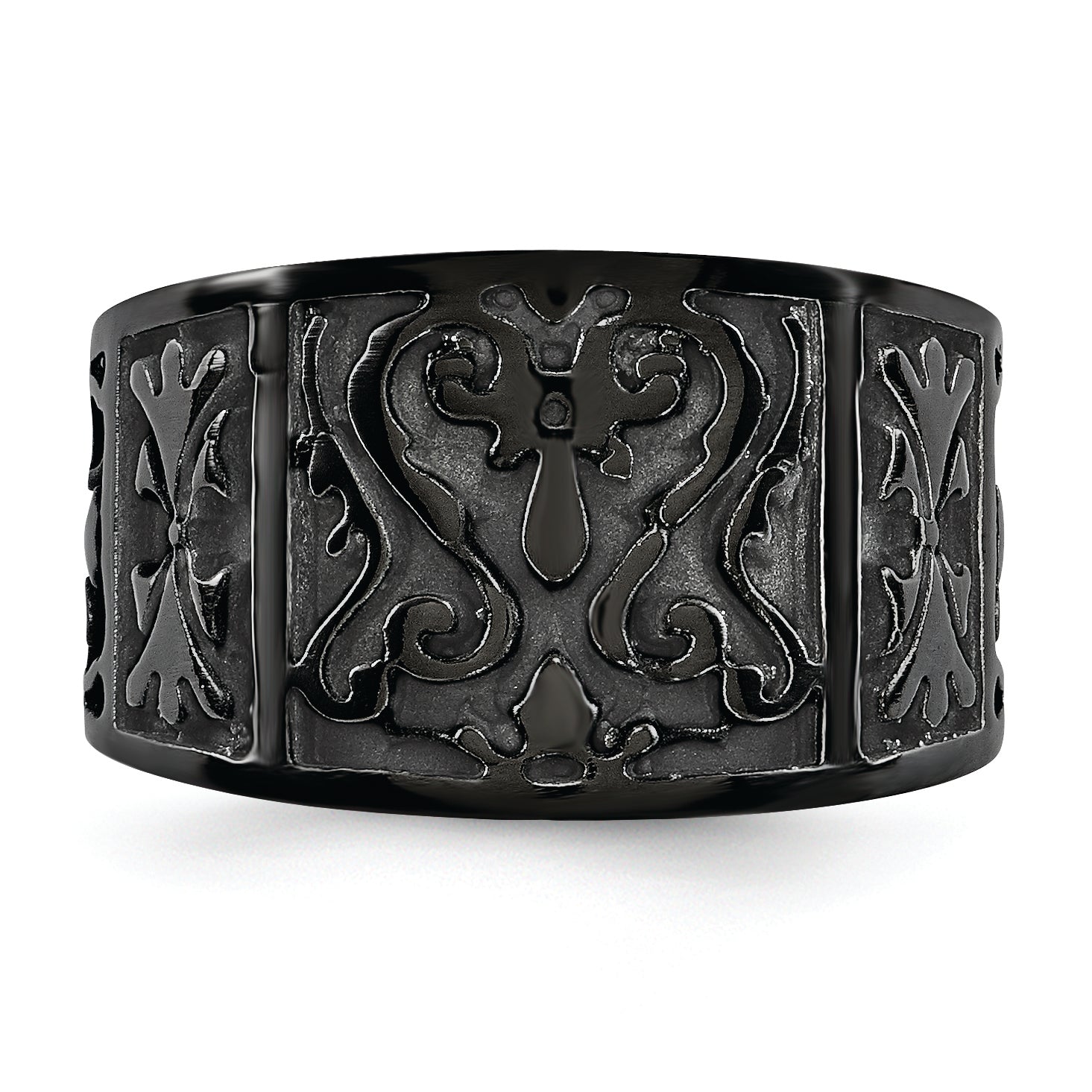 Titanium Flat 14mm Wedding Band with Casted Design and Gift Boxing