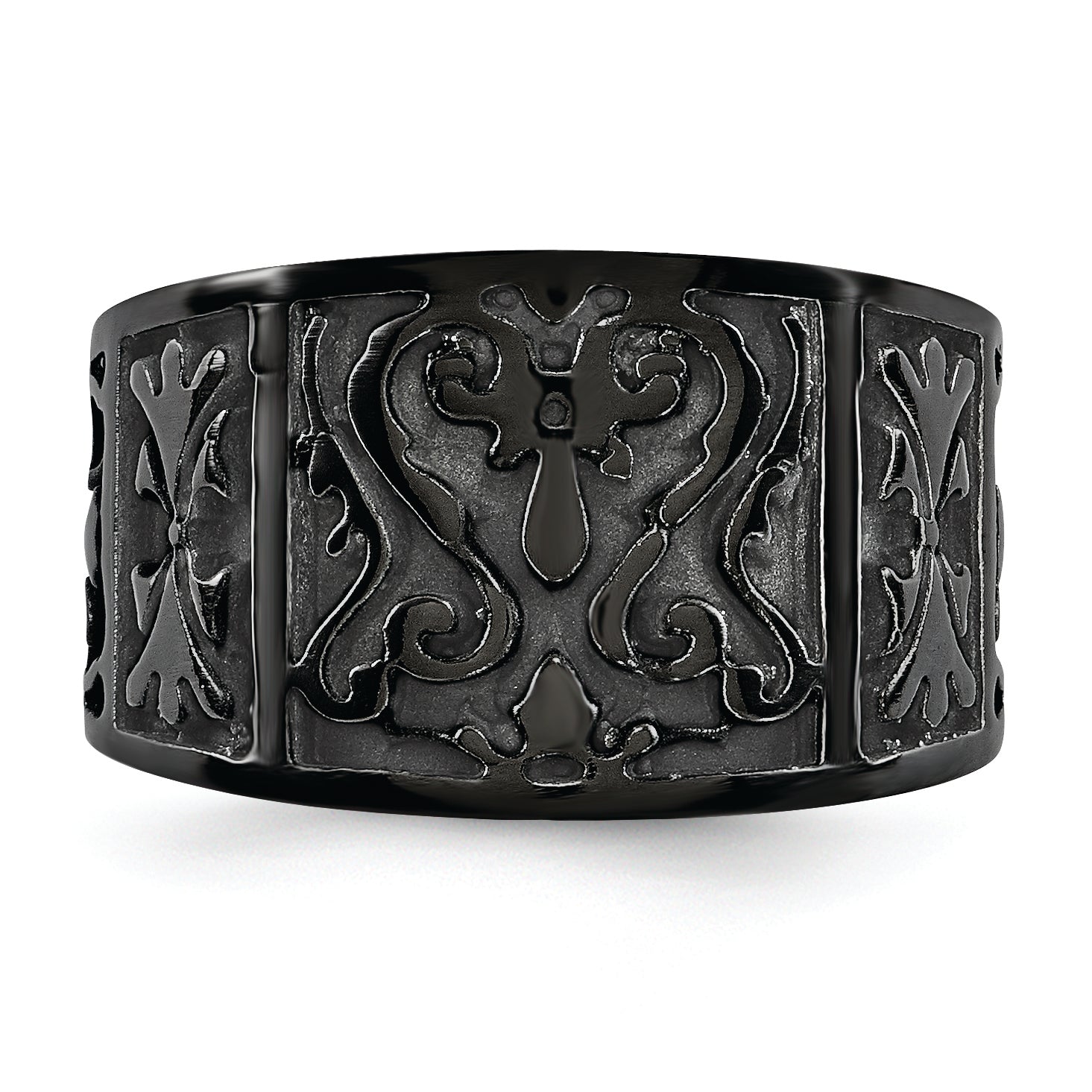 Edward Mirell Black Ti Flat Casted Design 14mm Ring
