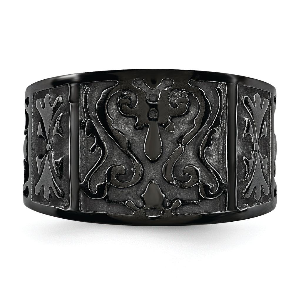 Titanium Flat 14mm Wedding Band with Casted Design and Gift Boxing