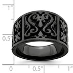 Titanium Flat 14mm Wedding Band with Casted Design and Gift Boxing