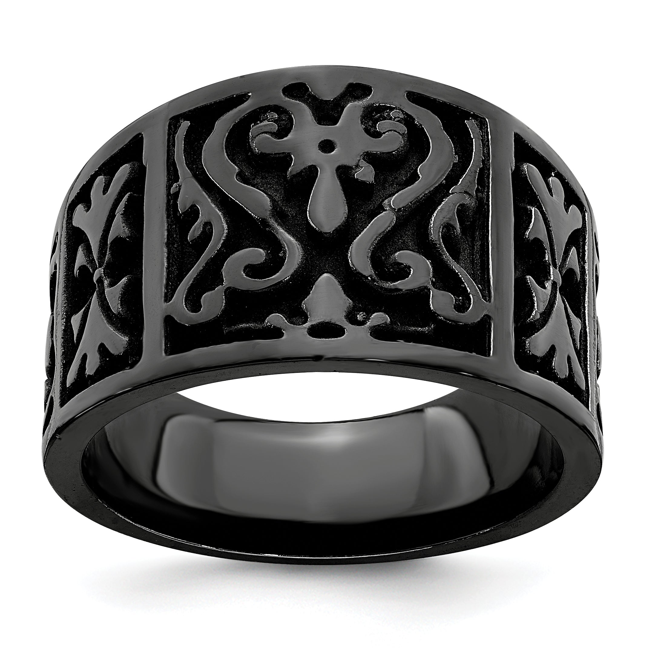 Edward Mirell Black Ti Flat Casted Design 14mm Ring Main image