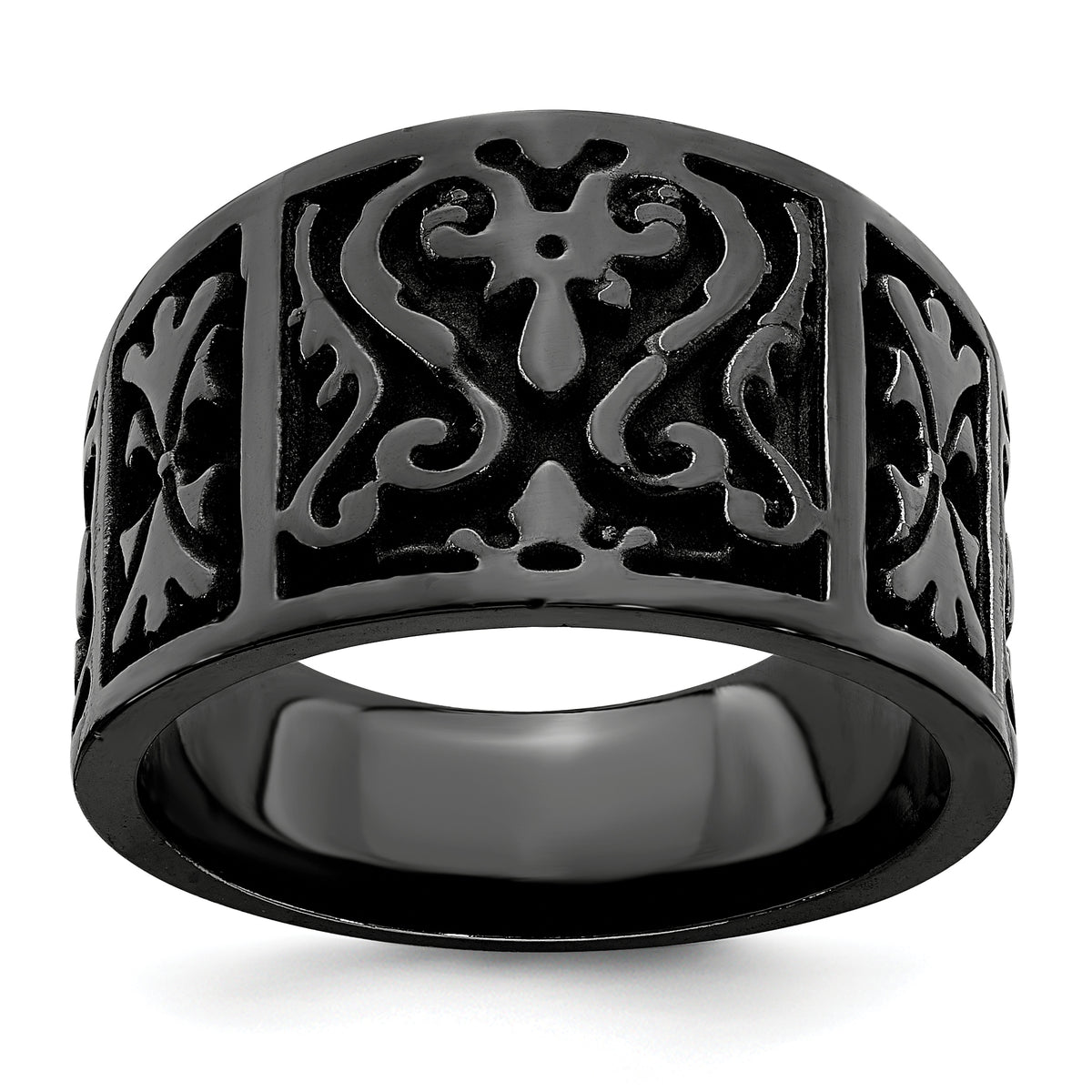Edward Mirell Black Ti Flat Casted Design 14mm Ring
