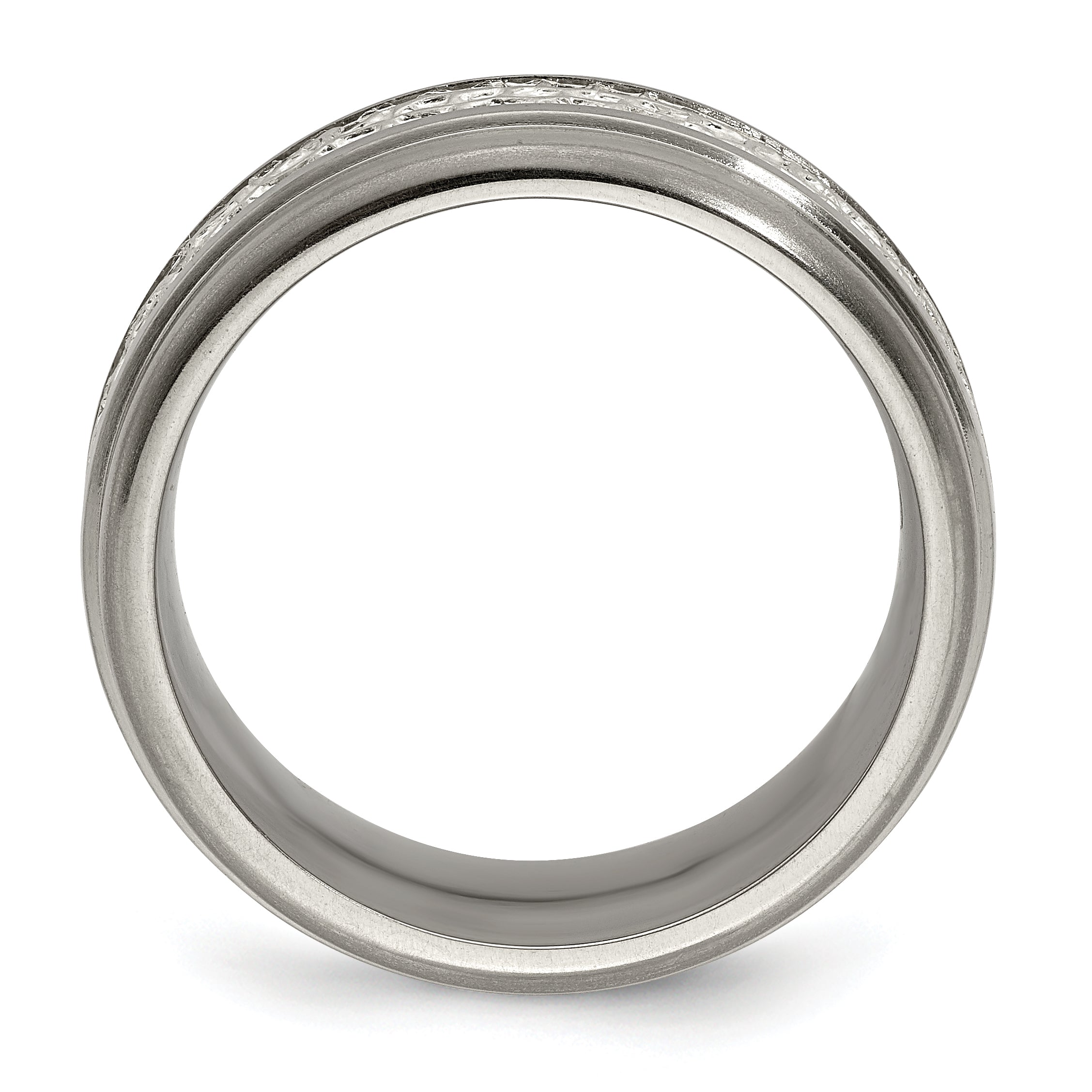 Edward Mirell Titanium&Sterling Silver Brushed&Polished 9mm Ring