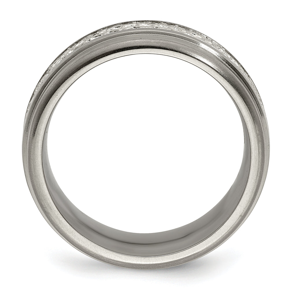 Sophia Jewelers Titanium & Sterling Silver Two-Tone Engravable Wedding Band