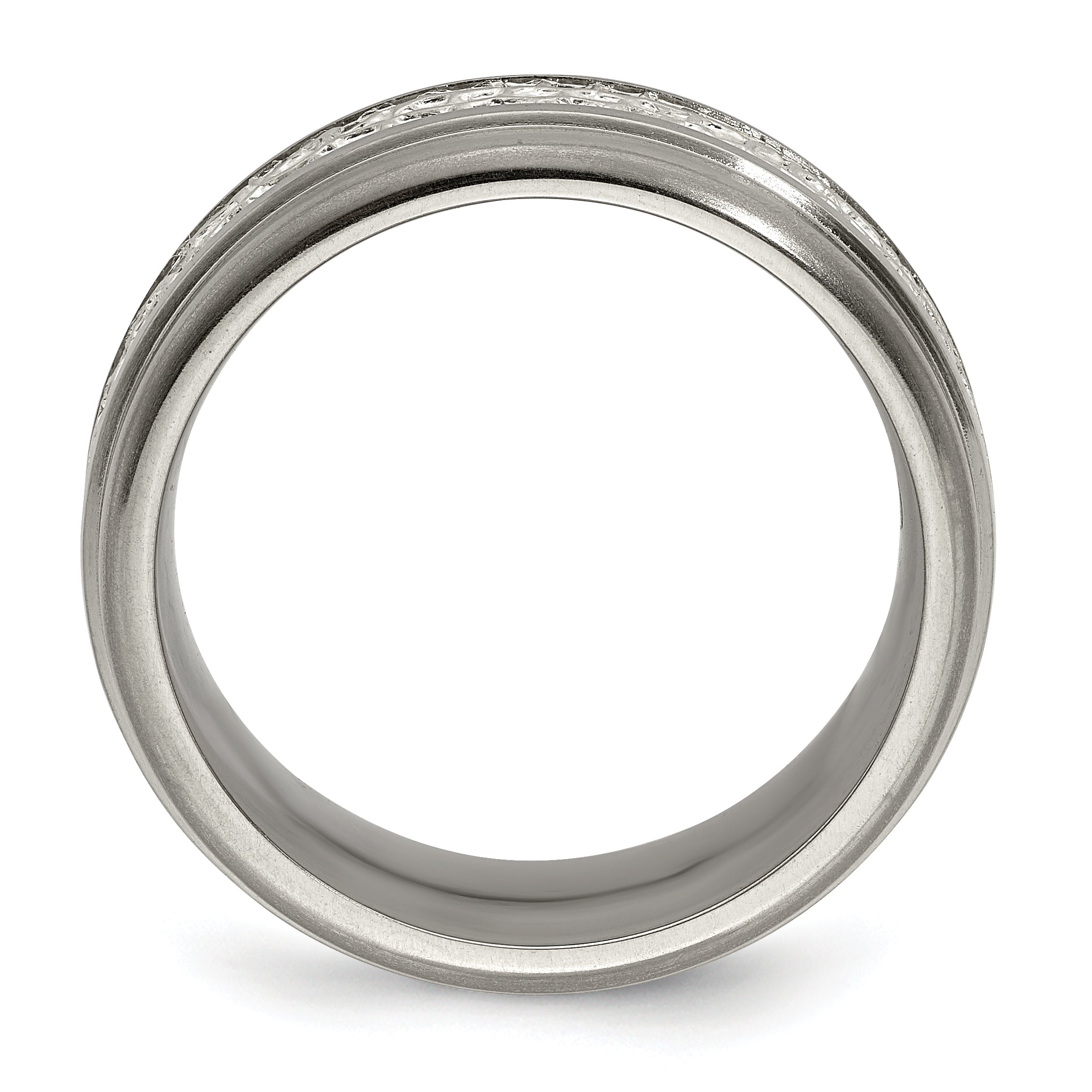 Sophia Jewelers Titanium & Sterling Silver Two-Tone Engravable Wedding Band