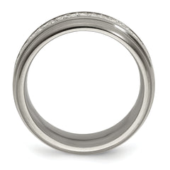 Sophia Jewelers Titanium & Sterling Silver Two-Tone Engravable Wedding Band