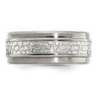 Sophia Jewelers Titanium & Sterling Silver Two-Tone Engravable Wedding Band