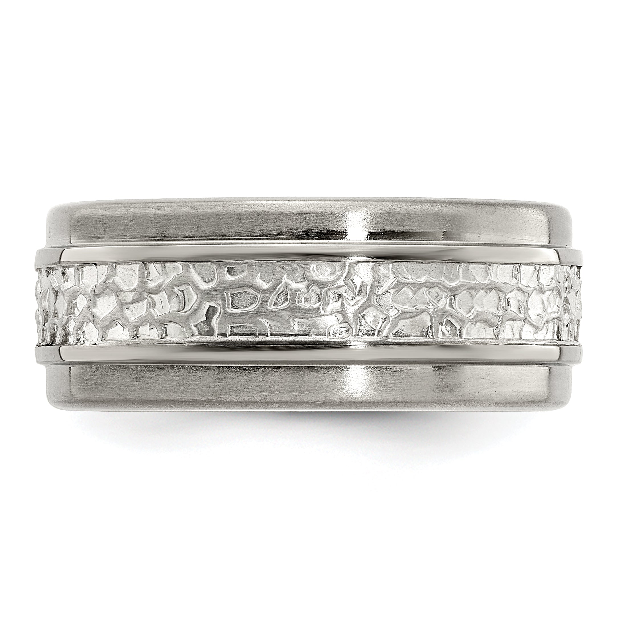 Sophia Jewelers Titanium & Sterling Silver Two-Tone Engravable Wedding Band