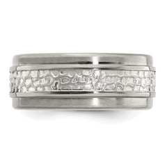 Sophia Jewelers Titanium & Sterling Silver Two-Tone Engravable Wedding Band