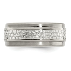 Edward Mirell Titanium&Sterling Silver Brushed&Polished 9mm Ring