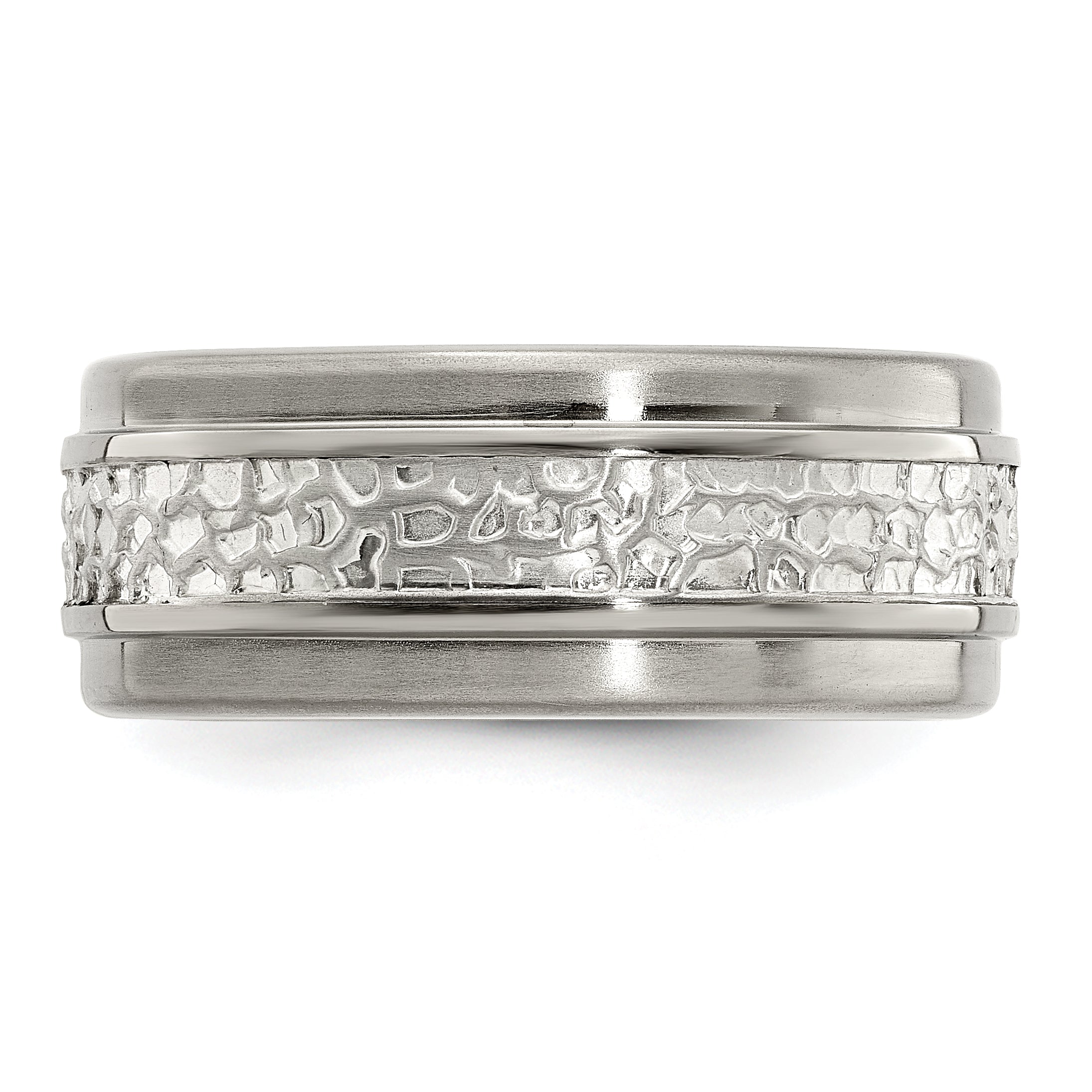 Sophia Jewelers Titanium & Sterling Silver Two-Tone Engravable Wedding Band