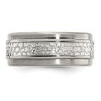 Sophia Jewelers Titanium & Sterling Silver Two-Tone Engravable Wedding Band