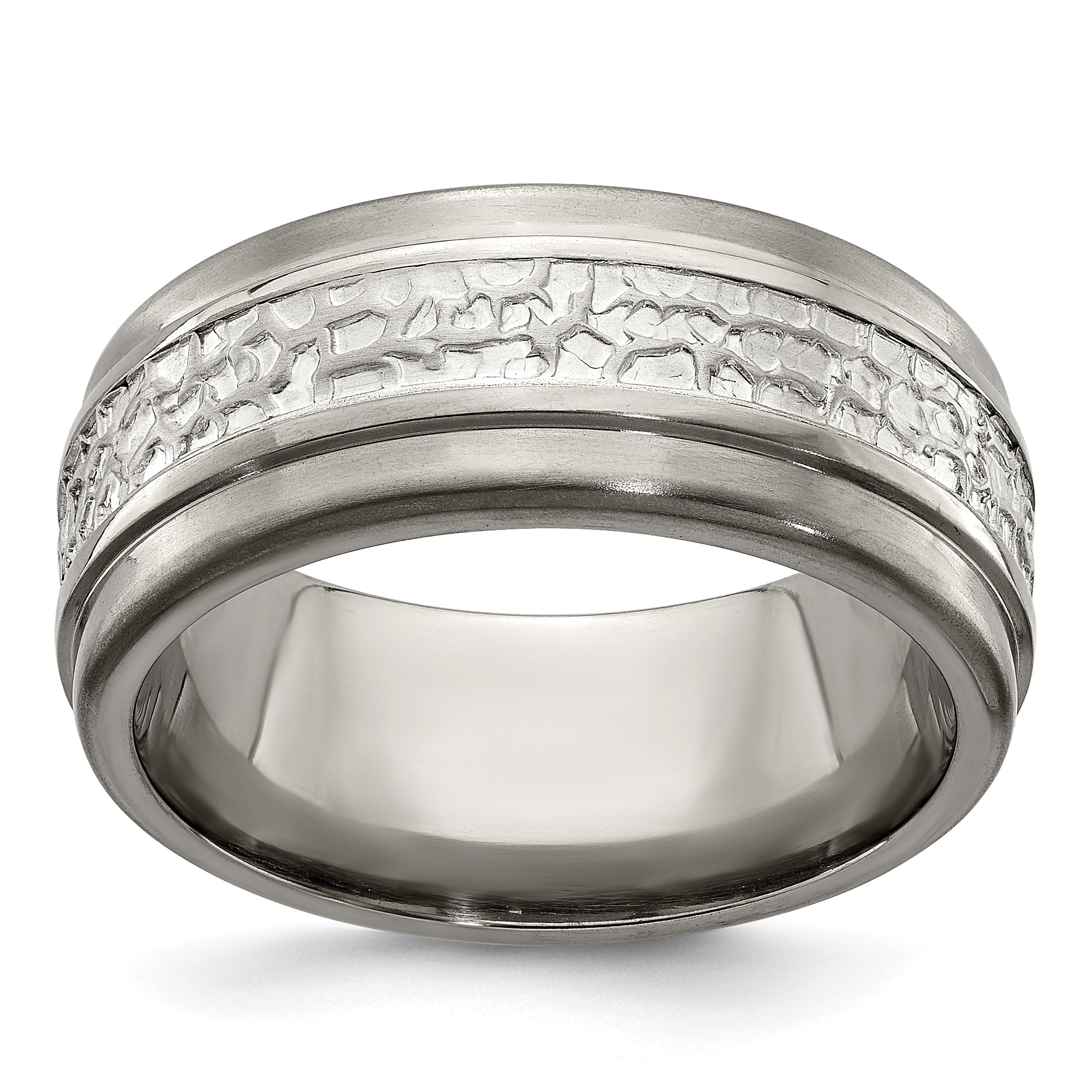 Edward Mirell Titanium&Sterling Silver Brushed&Polished 9mm Ring Main image