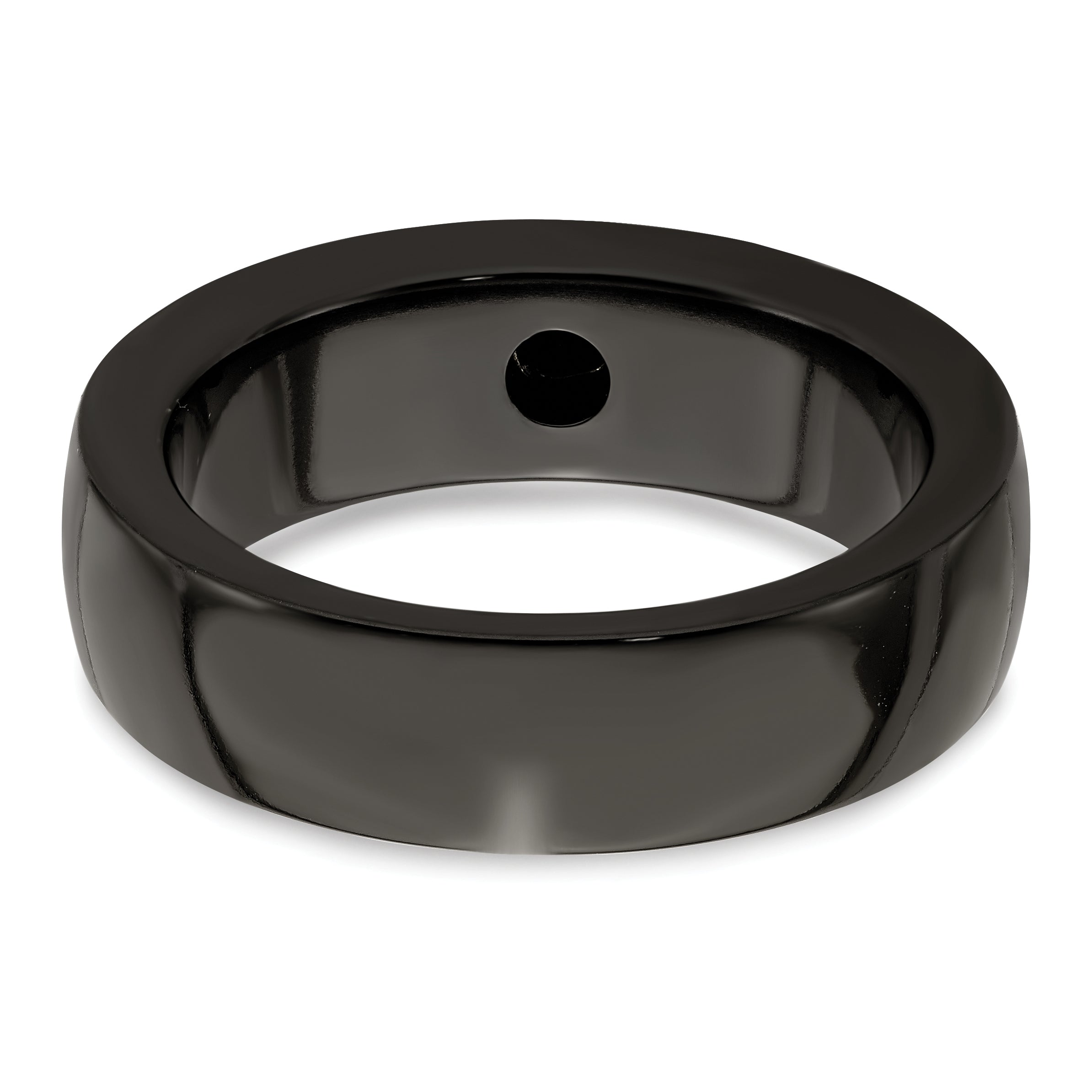 Edward Mirell Titanium Wedding Band with Black Spinel and Silver Bezel